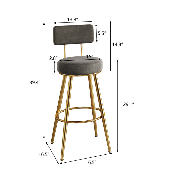 Mercer41 30 Inch Counter Height Bar Stools, Dining Chairs With Velvet